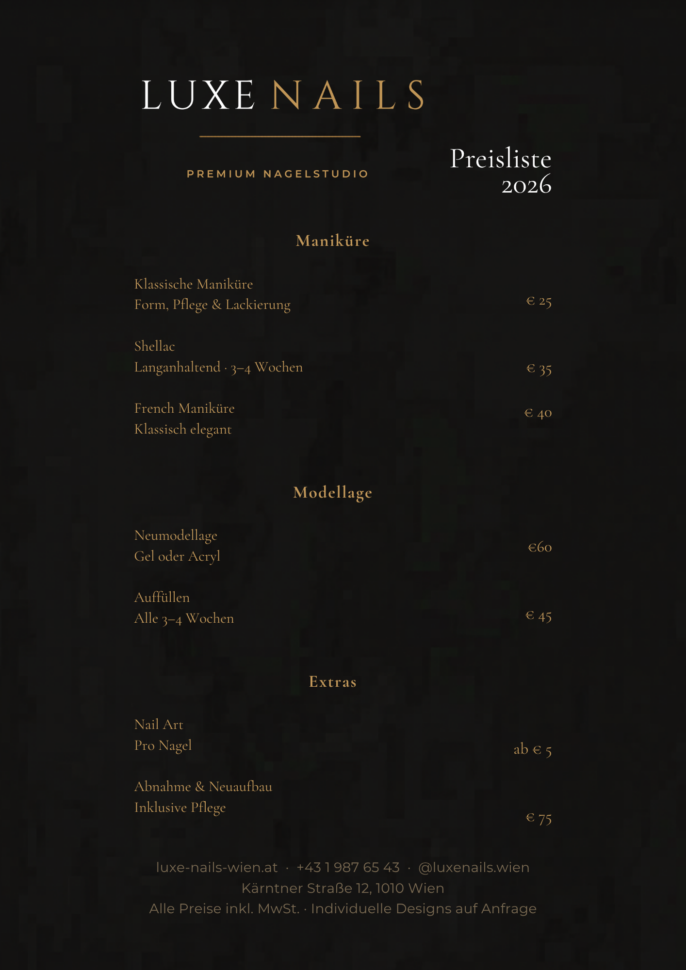 Preisliste Mockup